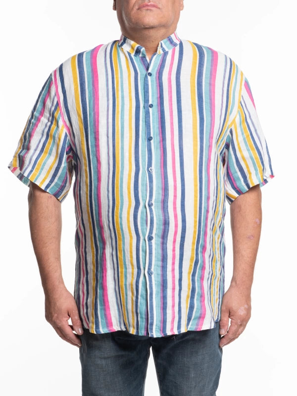 noto - Camicia lino koreana a righe M/M - Maxfort