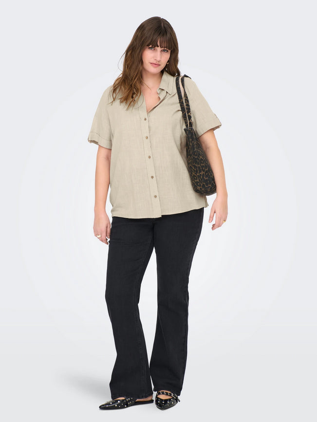 15347142 - Camicia di lino mezza manica - only Carmakoma